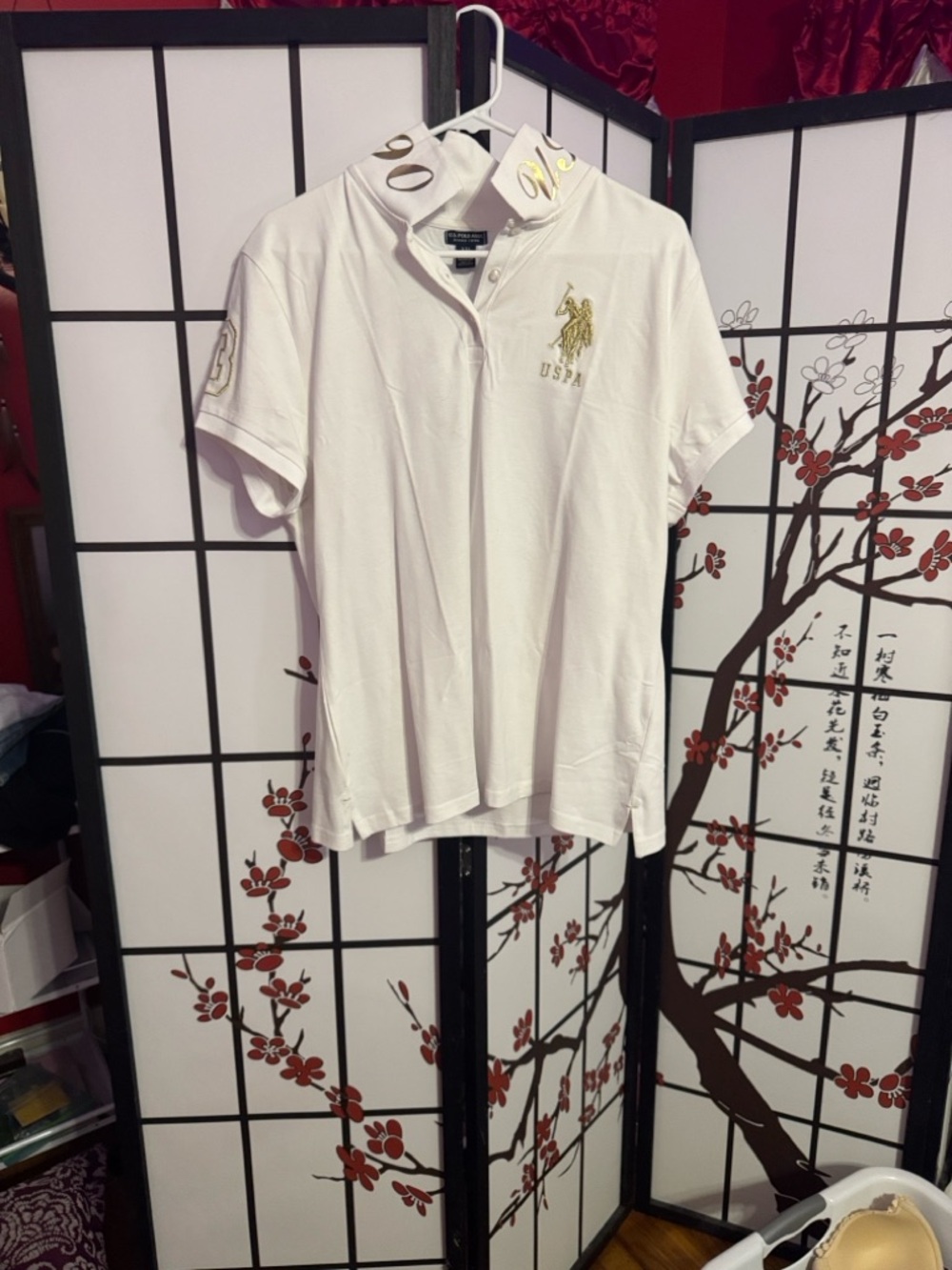 U.S. Polo Assn. White Polo with Navy Tag